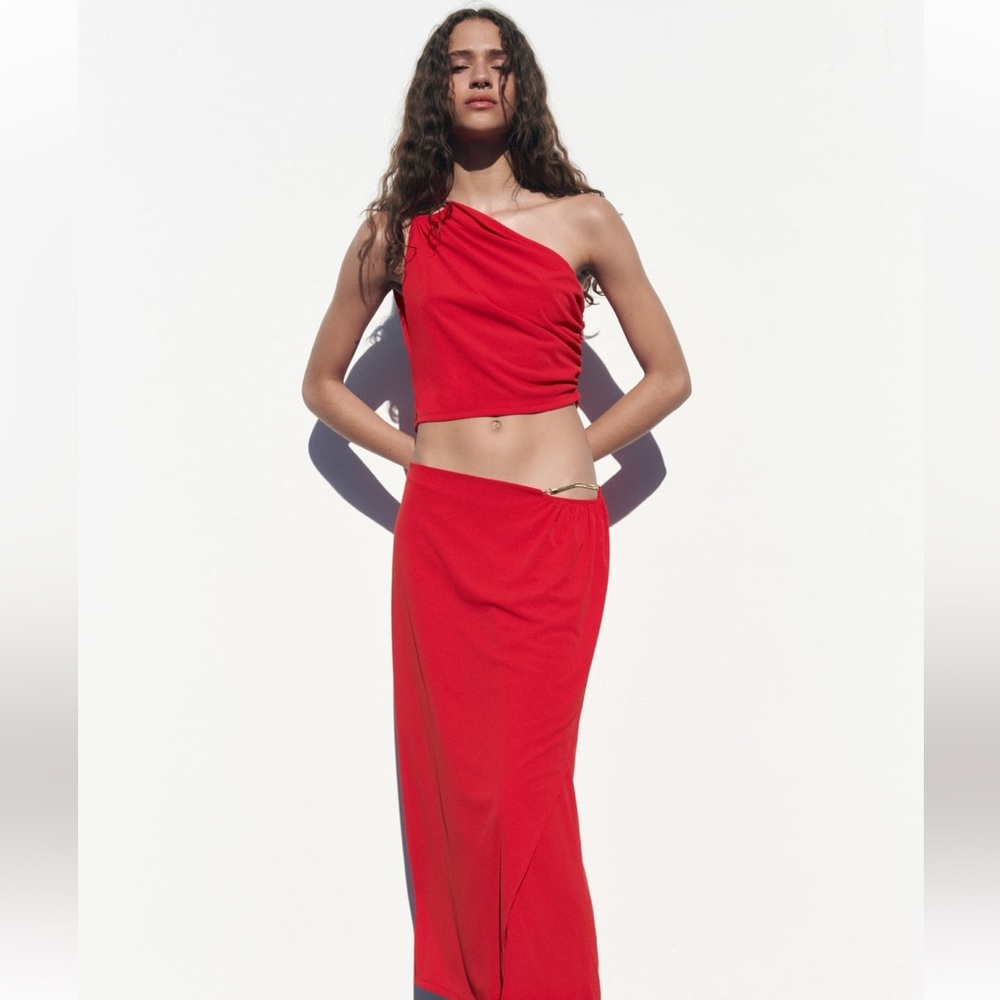 Zara ruched asymmetric top